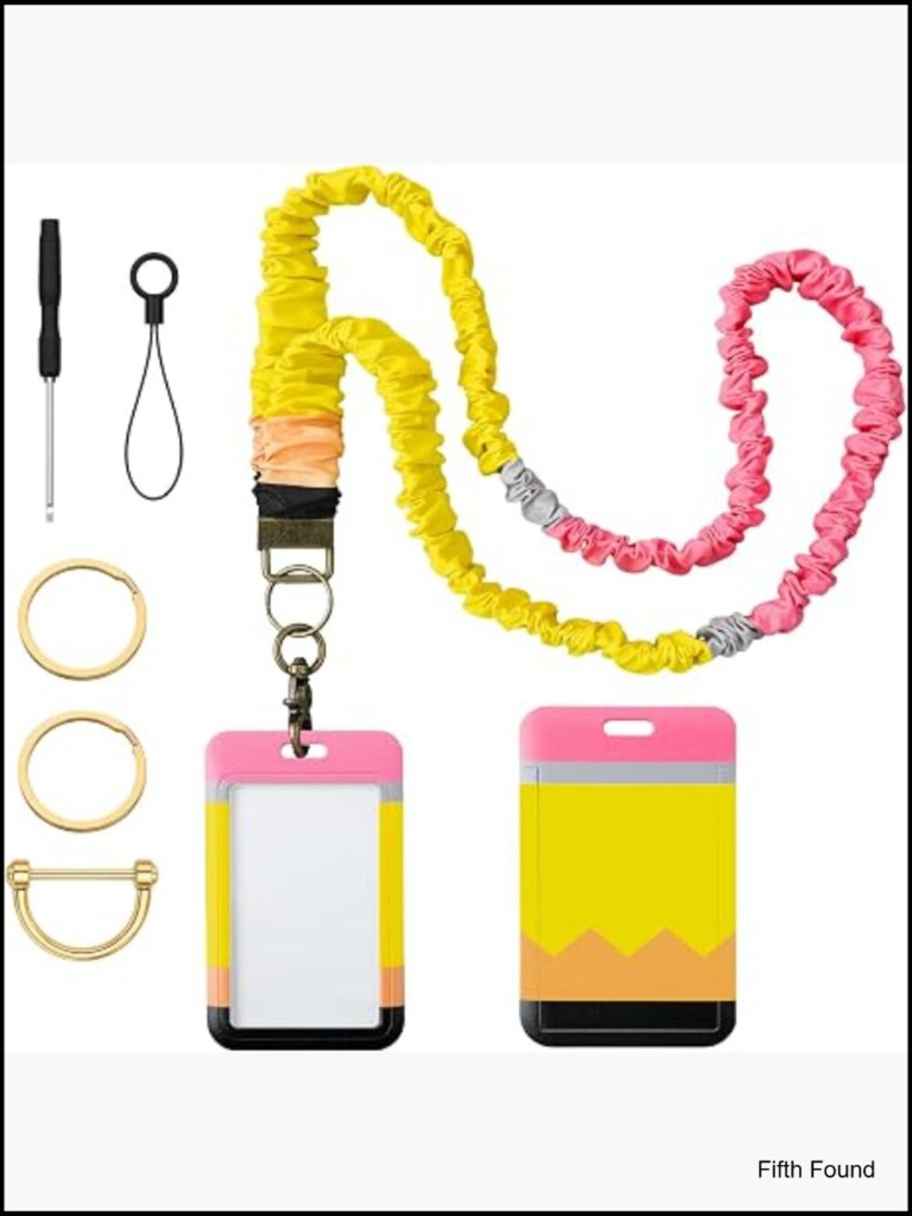 Scrunchie Teacher Lanyard with ID Badge Holder Retractable Keychain